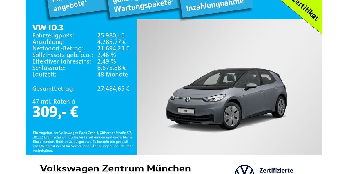 VW ID.3 19.091 km 25.691 &euro; München 80687