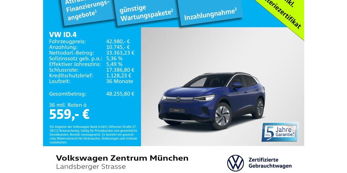 VW ID.4 7.404 km 42.980 &euro; München 80687