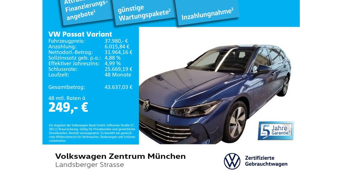 VW Passat Variant 10.411 km 37.980 &euro; München 80687