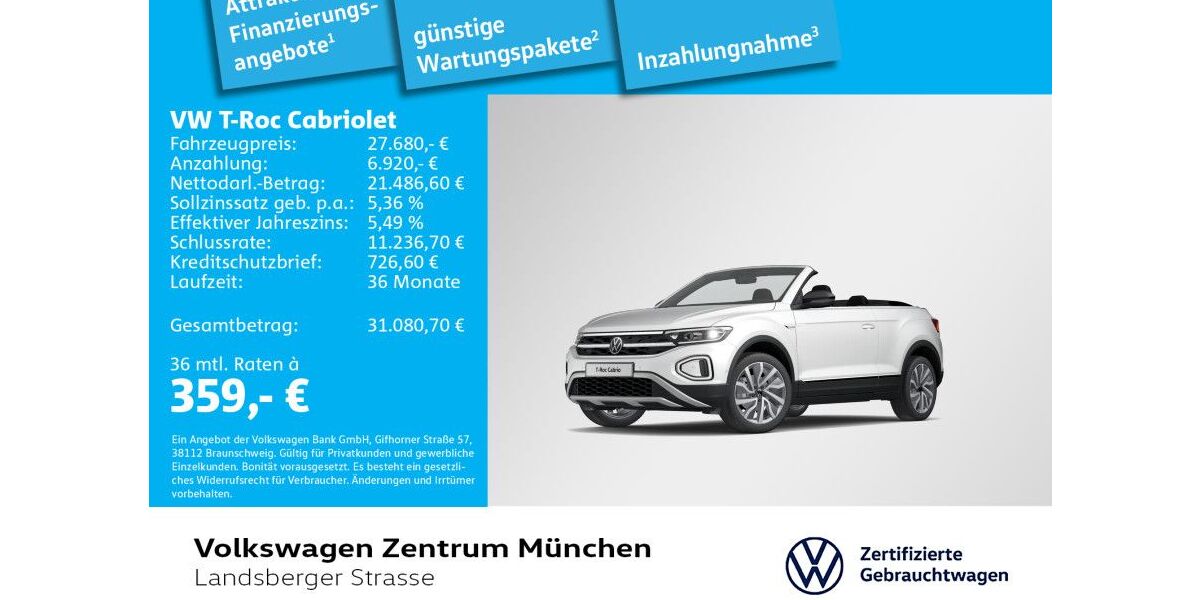 VW T-Roc 17.762 km 27.680 &euro; München 80687